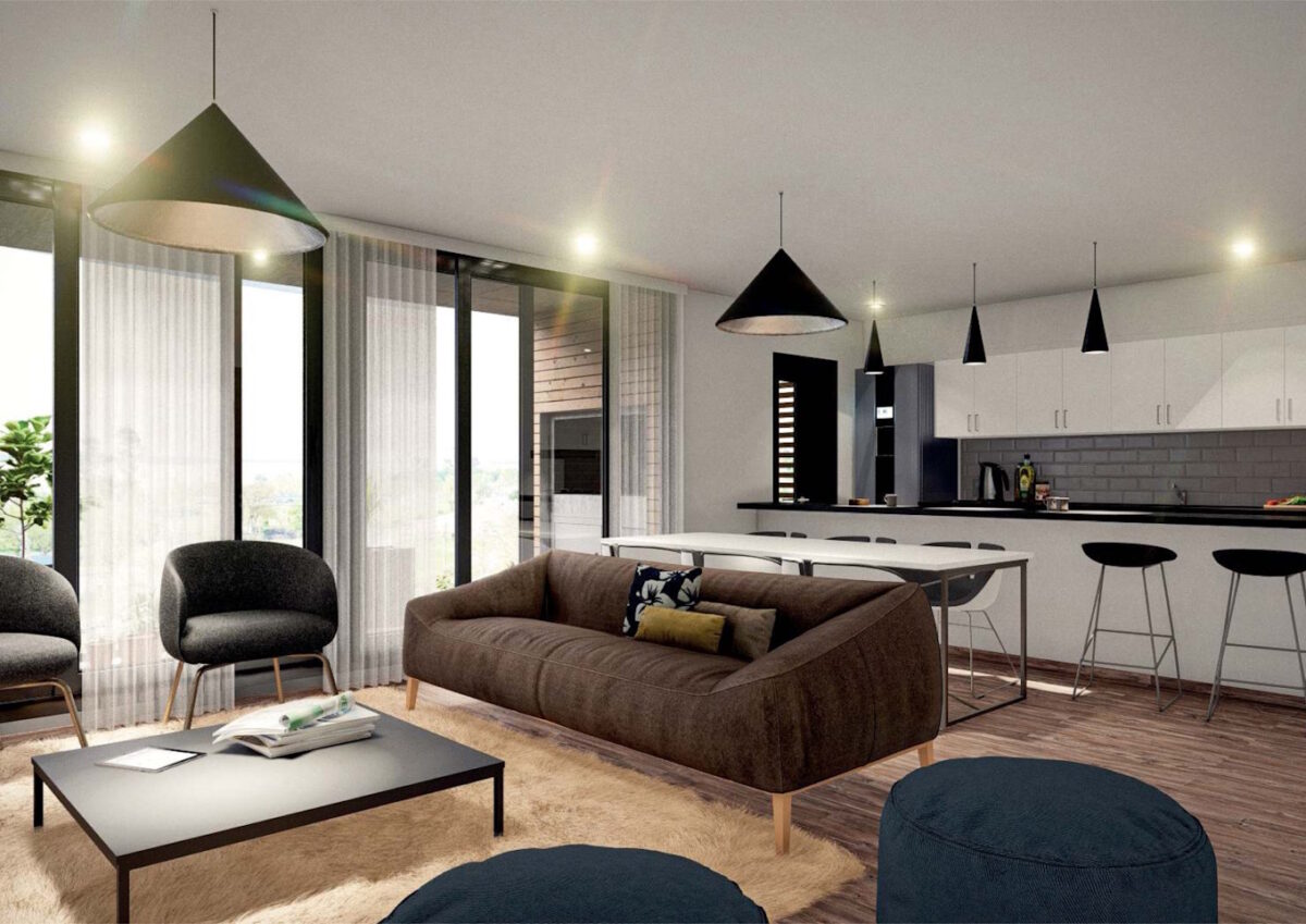 Vista del estar de un apartamento exclusivo en el edificio doit.riviera