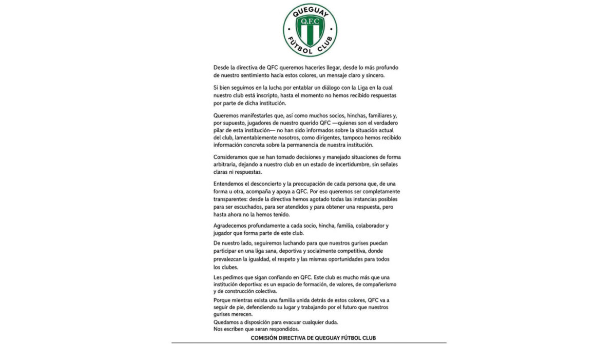 Queguay denuncia exclusión tras elecciones en la Liga