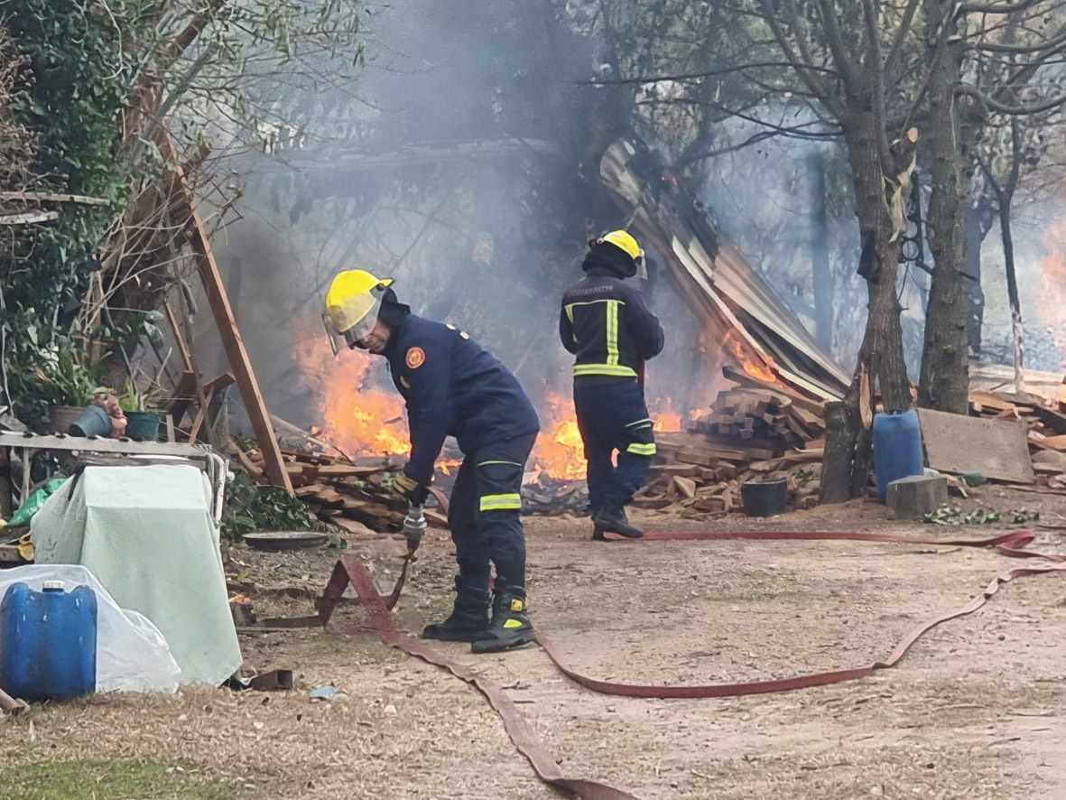 Incendio consumió depósito de leña y un gallinero
