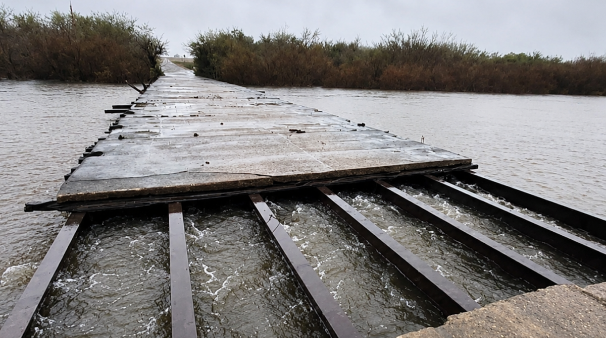 Histórico Puente de Tablas sobre el río Queguay quedó cubierto por el agua y presentaría riesgo estructural