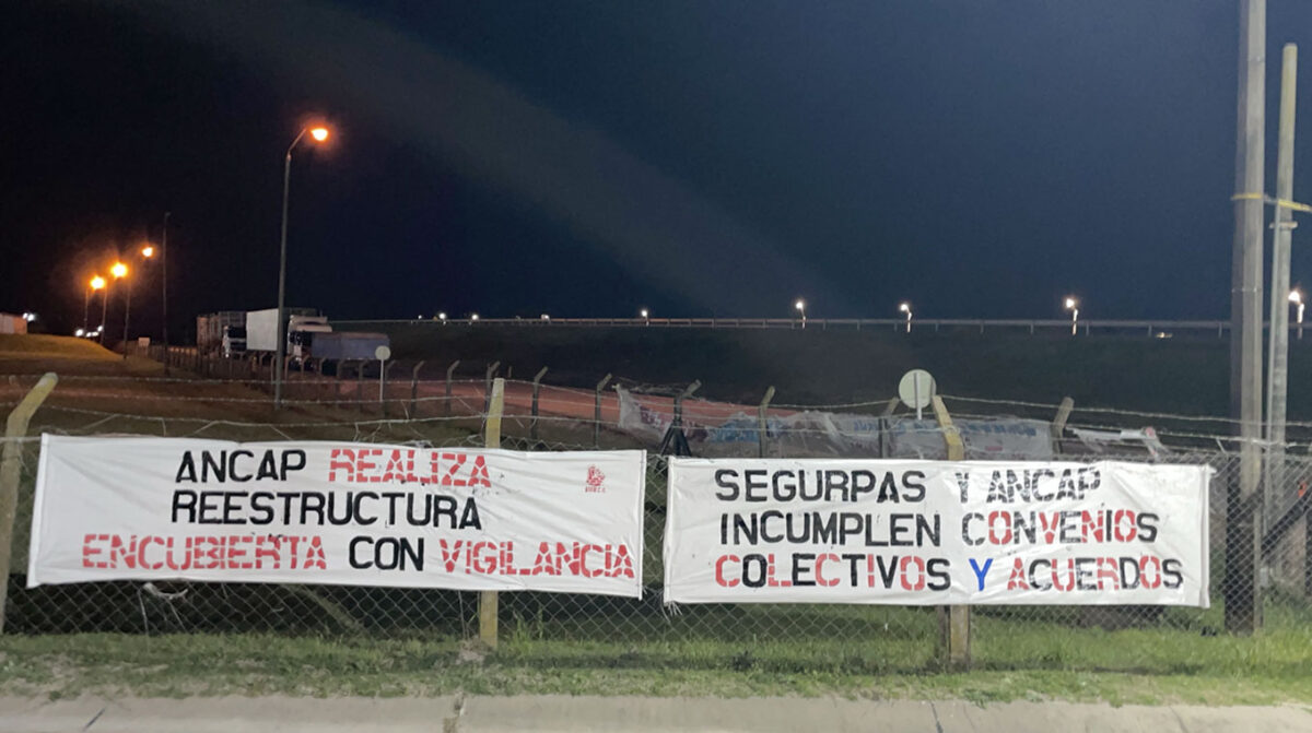 Trabajadores de extractivas en el área vigilancia de Ancap en conflicto