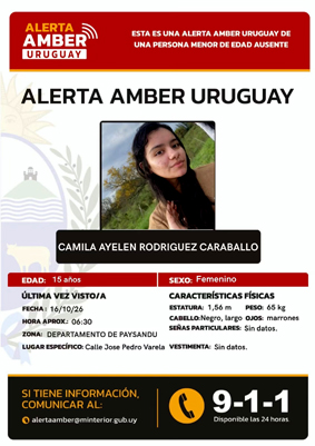 Buscan a una adolescente de 15 años y activaron por primera vez la Alerta Amber en el departamento
